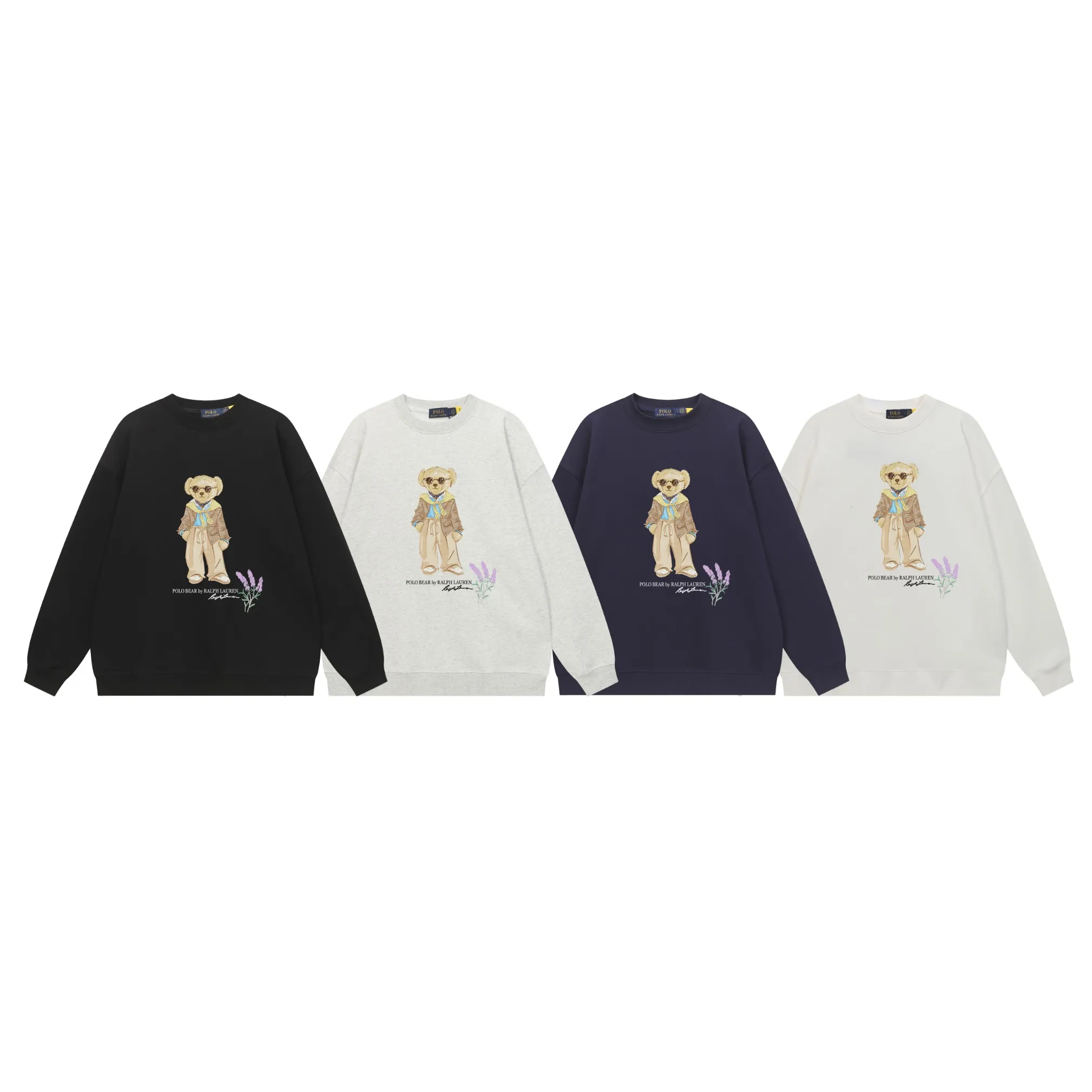 P200 Long-term stock] RalphLauren/Ralph Lauren 2025 autumn and winter new bear letter print 420g heavy large terry sweatshirt Ralph Lauren's age-reducing item, the coat fabric is made of 85% cotton ➕15% polyester, which not only retains the softness, comfort and breathability of cotton, but also adds the wear resistance and wrinkle resistance of polyester fiber, making the clothes more durable and easy to care for. Even in slightly cooler weather, you won't feel stuffy when wearing it. This kind of fabric has a natural crisp feel and is not easy to pill or deform. The bear on the chest is printed with English letters. It is full of color, full of three-dimensionality, and lifelike, adding a bit of liveliness and interest to the whole sweatshirt. There is no pressure to dress, regardless of age or gender. Complete accessories! Color: black, white, navy blue, light floral gray Size: M-L-XL-XXL